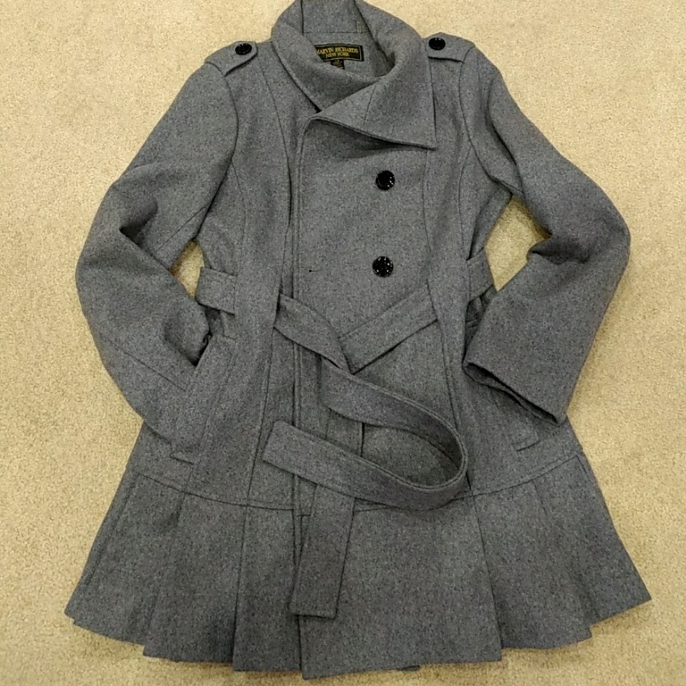 Peacoat with pleated flare....